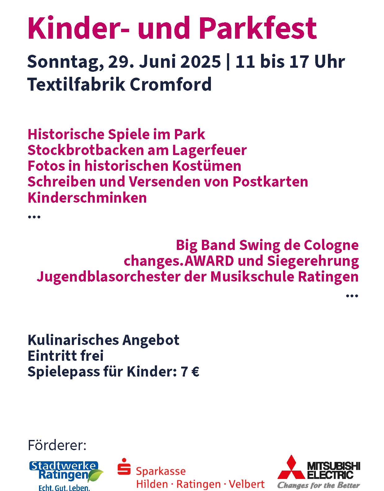 Rückseite des Flyers für das Park- und Kinderfest